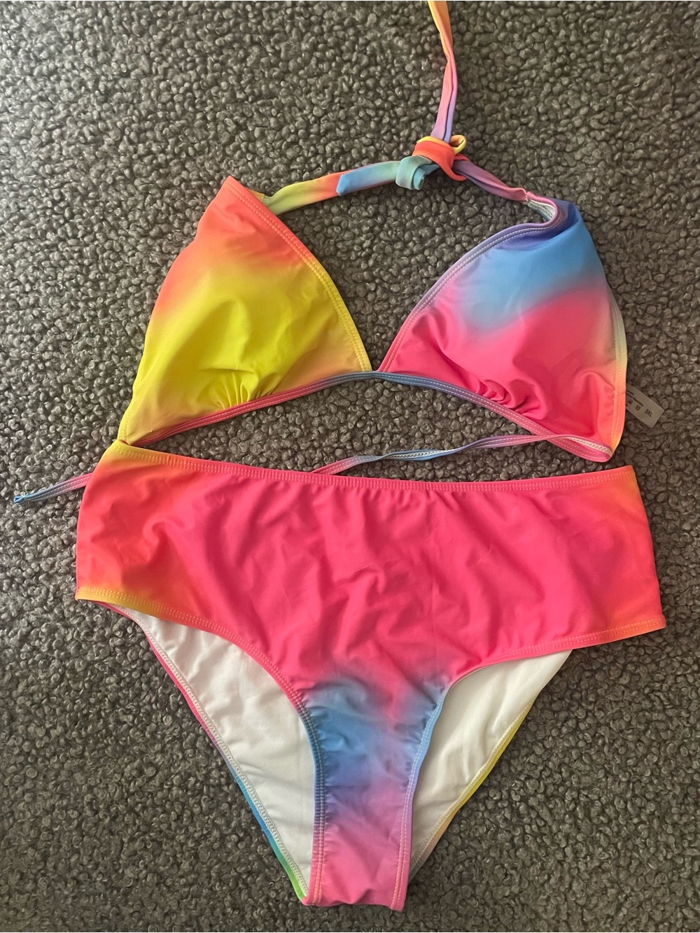SHEIN Rainbow Ombre plus size Bikini - Pink Yellow Blue